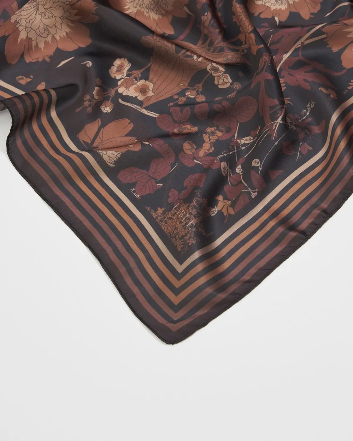 Square Scarves-Fable England Deco Bloom Black Square Scarf