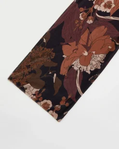 Winter Scarves-Fable England Deco Bloom Black Velvet Scarf