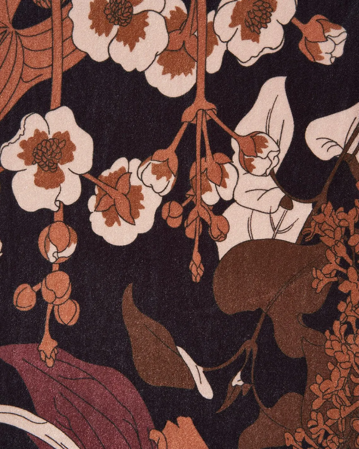 Winter Scarves-Fable England Deco Bloom Black Velvet Scarf