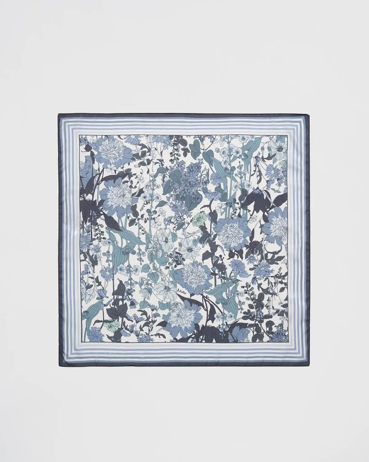 Square Scarves-Fable England Deco Bloom Blue Square Scarf