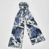 Winter Scarves-Fable England Deco Bloom Blue Velvet Scarf