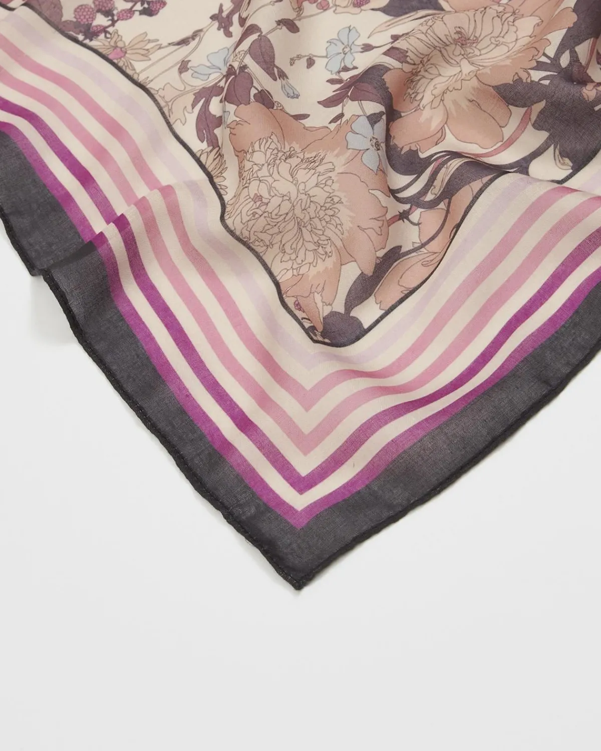 Winter Scarves|Lightweight Scarves-Fable England Deco Bloom Pink Midweight Scarf
