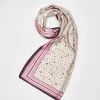 Lightweight Scarves-Fable England Deco Bloom Silky Lightweight Cream Scarf