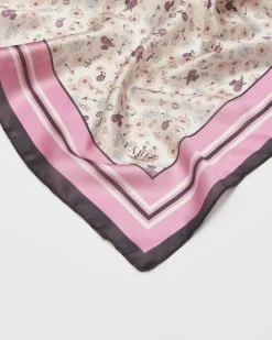 Lightweight Scarves-Fable England Deco Bloom Silky Lightweight Cream Scarf