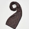 Lightweight Scarves-Fable England Deco Bloom Silky Lightweight Black Scarf