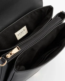 Cross Body Bags-Fable England Deco Blooms Black Foldover Purse