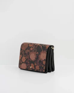 Cross Body Bags-Fable England Deco Blooms Black Foldover Purse