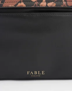 Cross Body Bags-Fable England Deco Blooms Black Foldover Purse