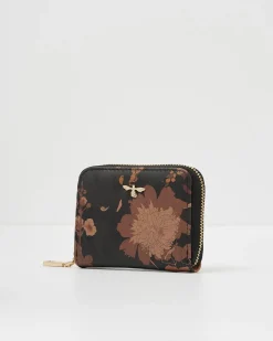 Purses-Fable England Deco Blooms Black Small Zip Wallet