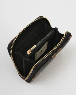 Purses-Fable England Deco Blooms Black Small Zip Wallet