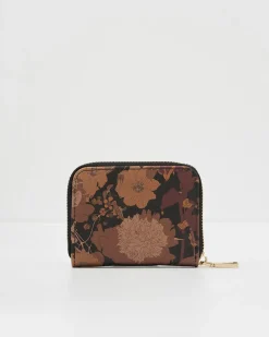 Purses-Fable England Deco Blooms Black Small Zip Wallet