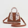 Cross Body Bags|Tote Bags-Fable England Deco Blooms Mini Tan Tote