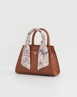 Cross Body Bags|Tote Bags-Fable England Deco Blooms Mini Tan Tote