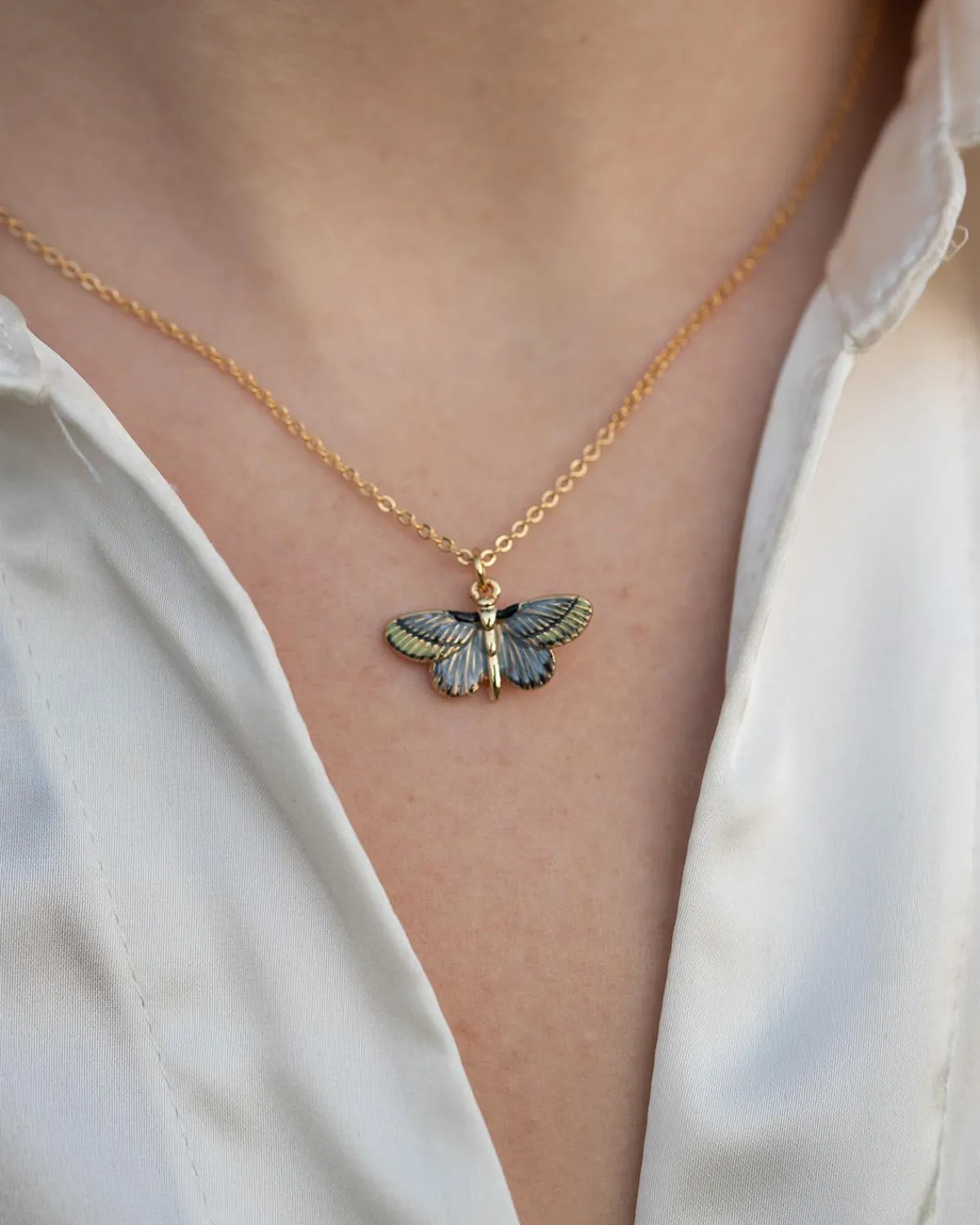 Necklaces-Fable England Deco Butterfly Blue Necklace
