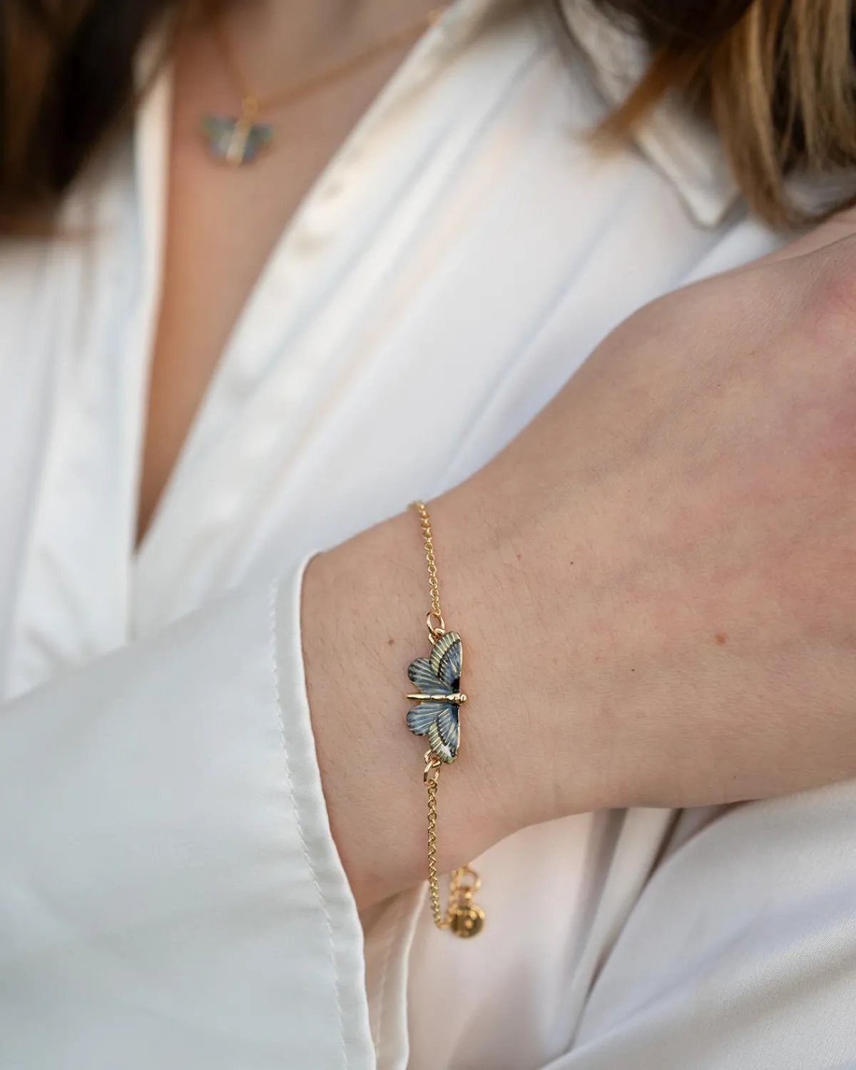 Bracelets & Bangles-Fable England Deco Butterfly Bracelet Blue