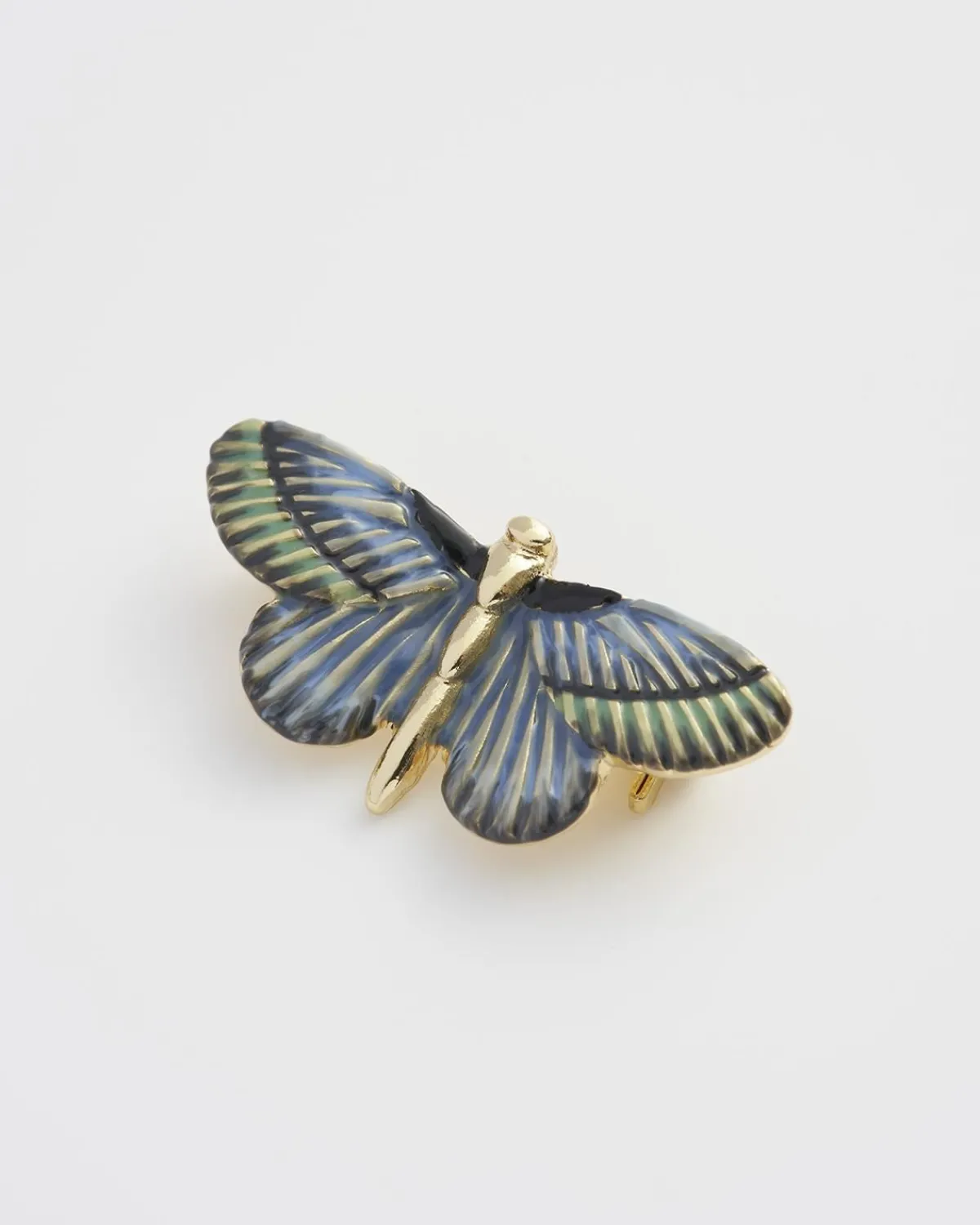 Pins & Brooches-Fable England Deco Butterfly Brooch Blue