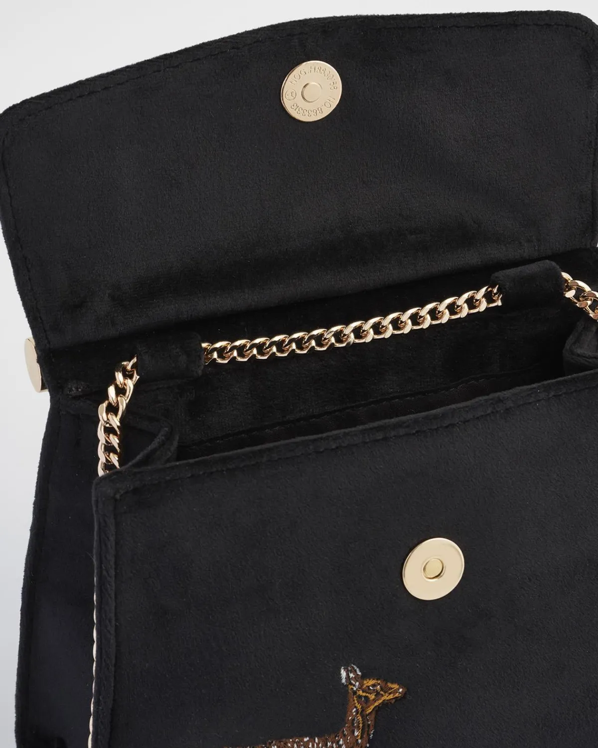 Bracelets & Bangles|Cross Body Bags-Fable England Deer & Moon Embroidered Black Velvet Tote