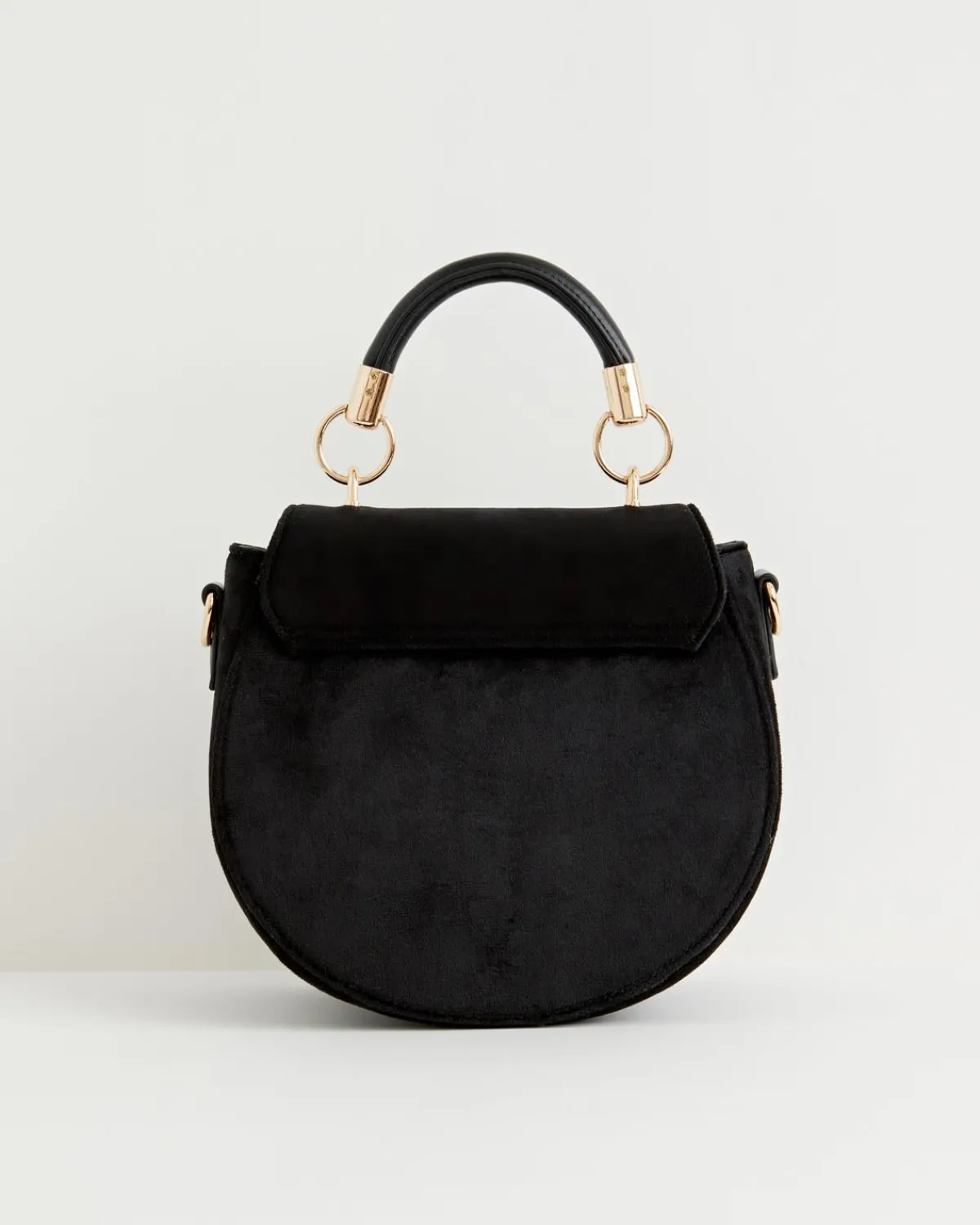 Cross Body Bags|Embroidered Bags-Fable England Deer & Moon Velvet - Embroidered Saddle Bag Black