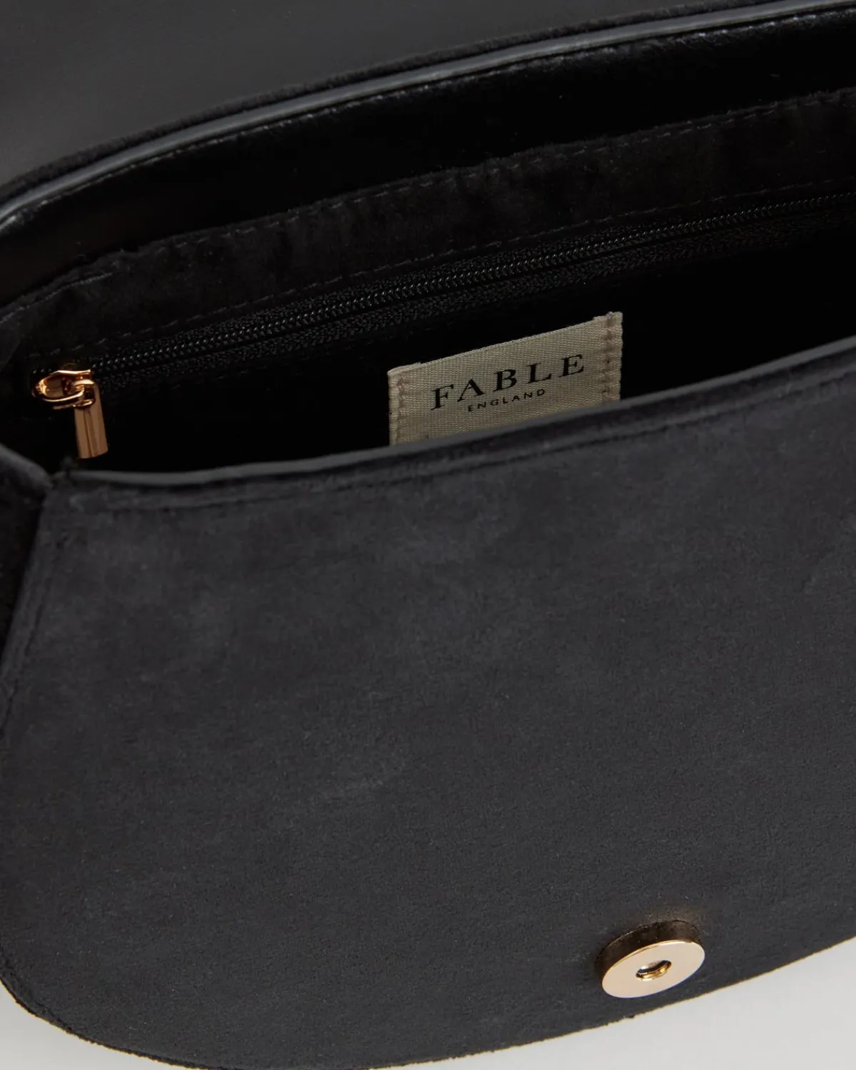 Cross Body Bags|Embroidered Bags-Fable England Deer & Moon Velvet - Embroidered Saddle Bag Black