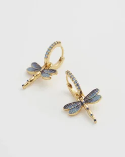 Earrings-Fable England Dragonfly Crystal Earrings