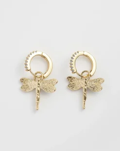 Earrings-Fable England Dragonfly Crystal Earrings