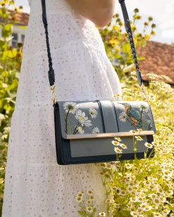 Embroidered Bags-Fable England Embroidered Kingfisher Blue Cross Body Bag