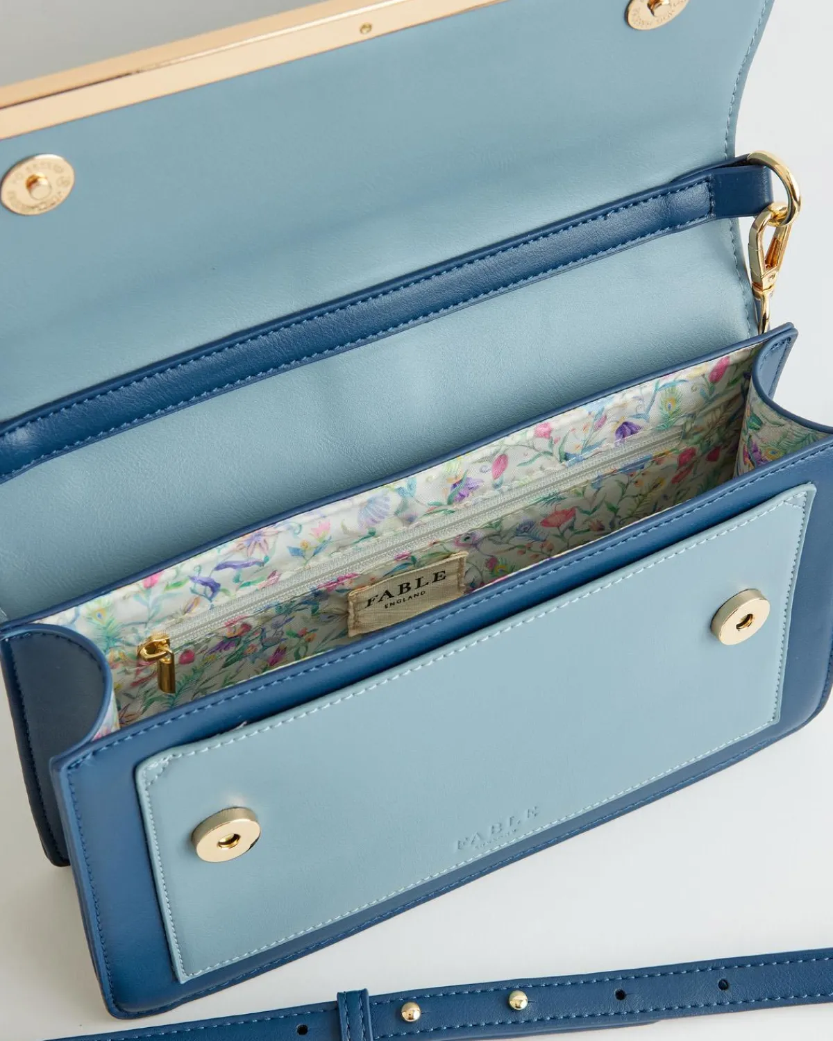 Embroidered Bags-Fable England Embroidered Kingfisher Blue Cross Body Bag