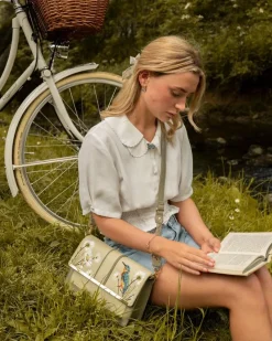 Cross Body Bags|Embroidered Bags-Fable England Embroidered Kingfisher Cross Body Bag