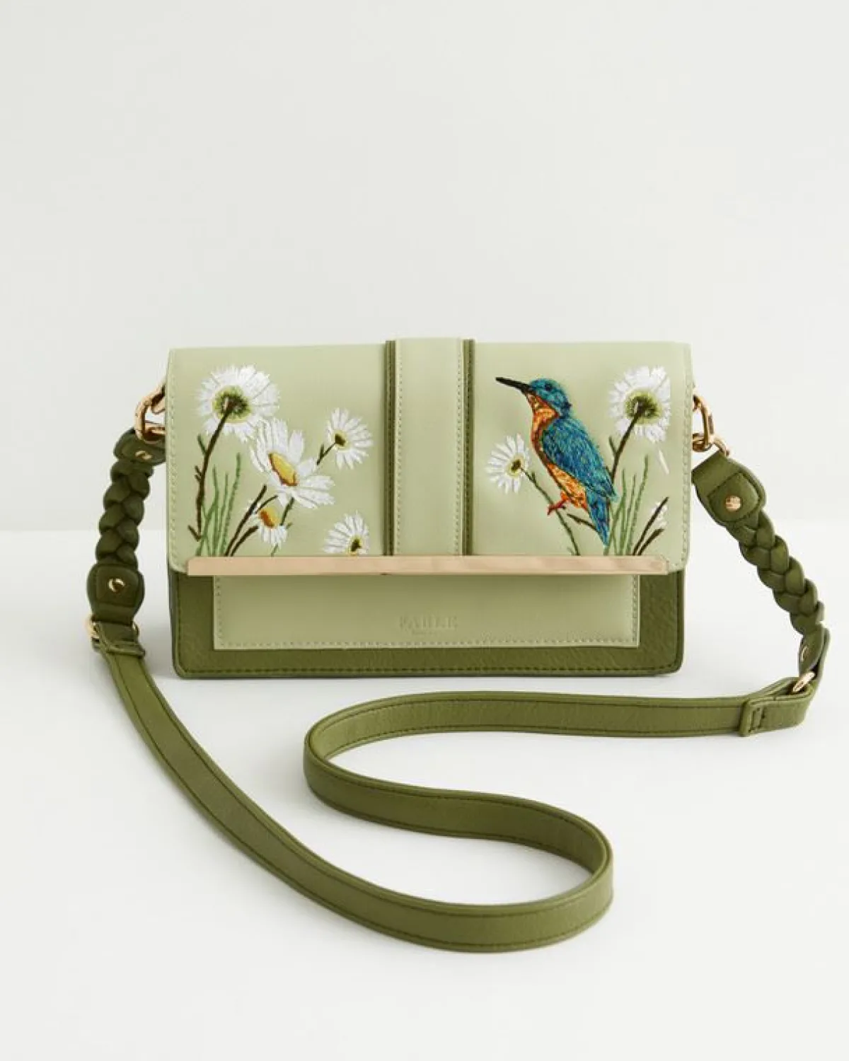 Cross Body Bags|Embroidered Bags-Fable England Embroidered Kingfisher Cross Body Bag