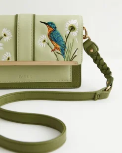 Cross Body Bags|Embroidered Bags-Fable England Embroidered Kingfisher Cross Body Bag