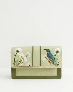 Cross Body Bags|Embroidered Bags-Fable England Embroidered Kingfisher Cross Body Bag
