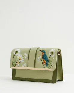 Cross Body Bags|Embroidered Bags-Fable England Embroidered Kingfisher Cross Body Bag
