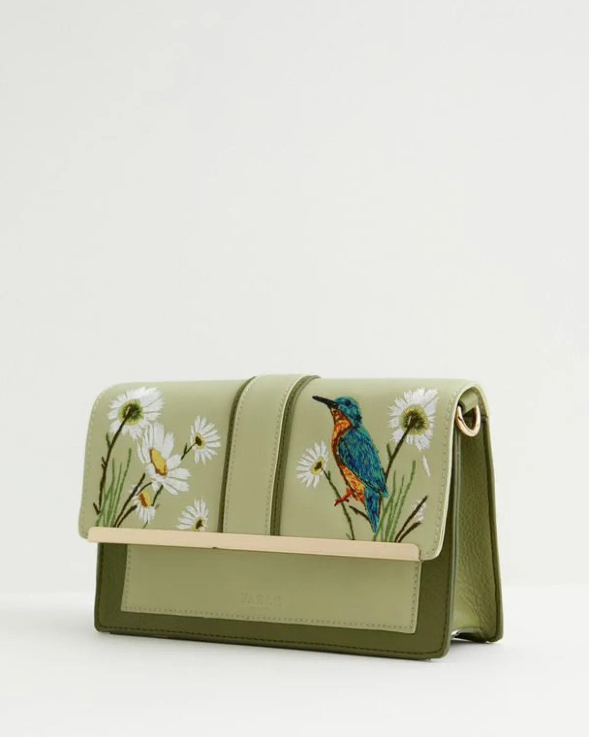 Cross Body Bags|Embroidered Bags-Fable England Embroidered Kingfisher Cross Body Bag