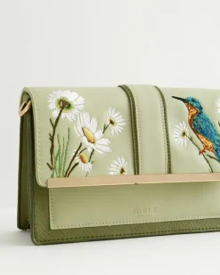 Cross Body Bags|Embroidered Bags-Fable England Embroidered Kingfisher Cross Body Bag