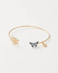 Bracelets & Bangles-Fable England Enamel Blue Butterfly Bangle