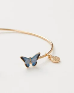 Bracelets & Bangles-Fable England Enamel Blue Butterfly Bangle