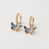 Earrings-Fable England Enamel Blue Butterfly Huggie Earrings