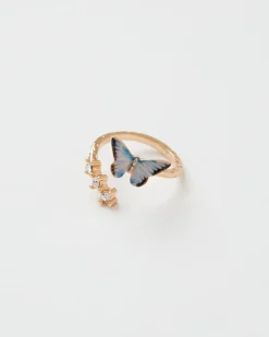 Rings-Fable England Enamel Blue Butterfly Ring