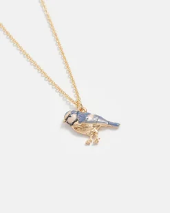 Necklaces-Fable England Enamel Blue Tit Short Necklace