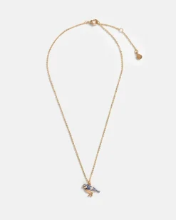 Necklaces-Fable England Enamel Blue Tit Short Necklace