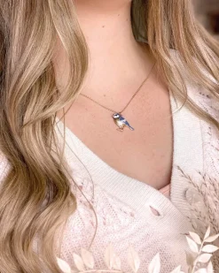 Necklaces-Fable England Enamel Blue Tit Short Necklace