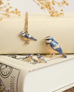 Earrings-Fable England Enamel Blue Tit Stud Earrings