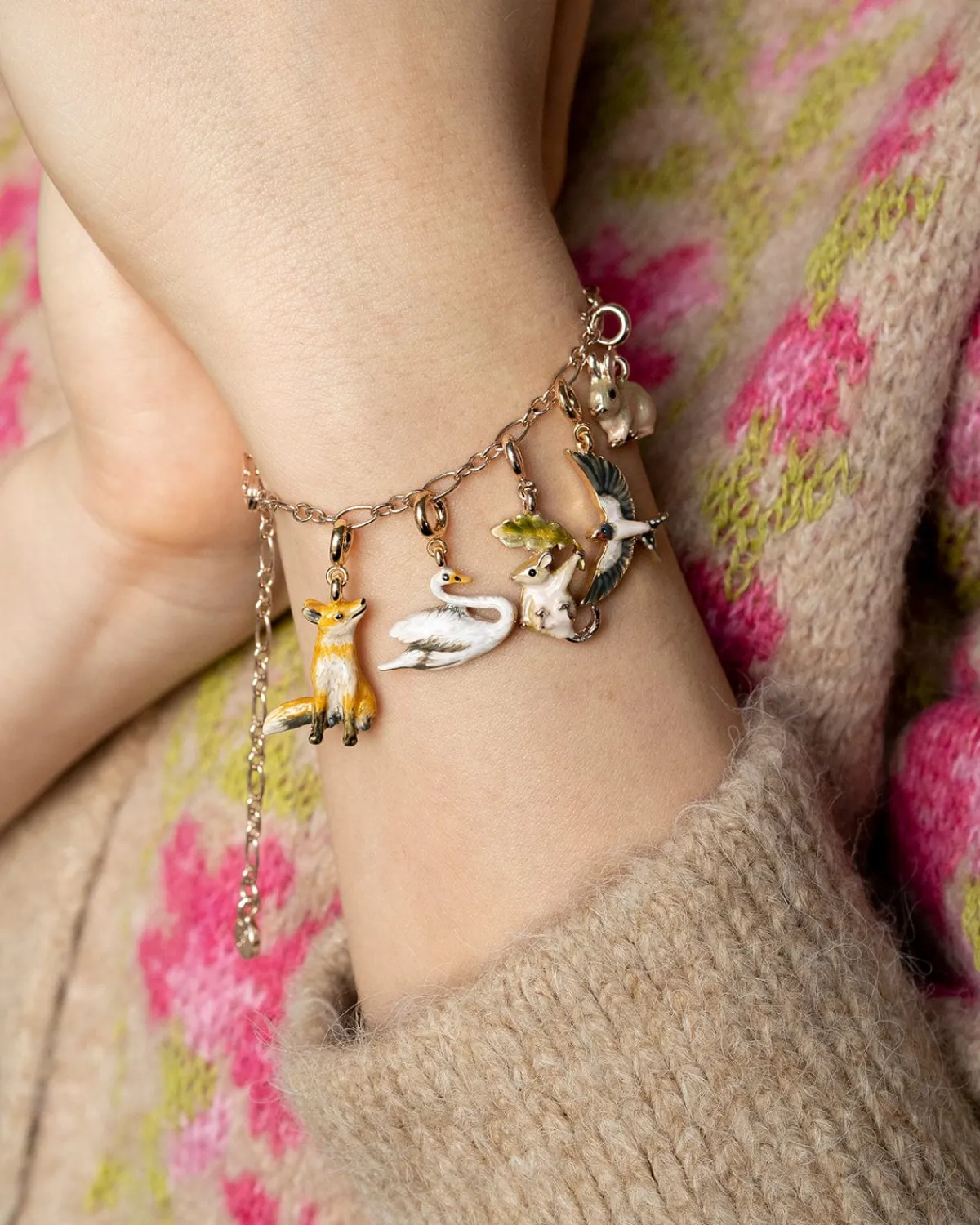 The Fable Charm Collection|Bracelets & Bangles-Fable England Enamel Dormouse Collector Chain Bracelet