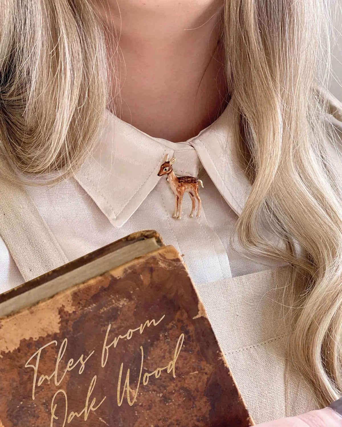 Pins & Brooches-Fable England Enamel Fawn Brooch