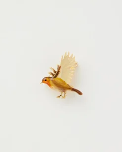 Pins & Brooches-Fable England Enamel Flying Robin Brooch