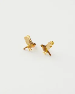 Earrings-Fable England Enamel Flying Robin Earrings