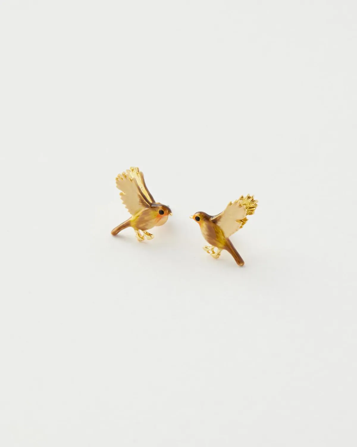 Earrings-Fable England Enamel Flying Robin Earrings