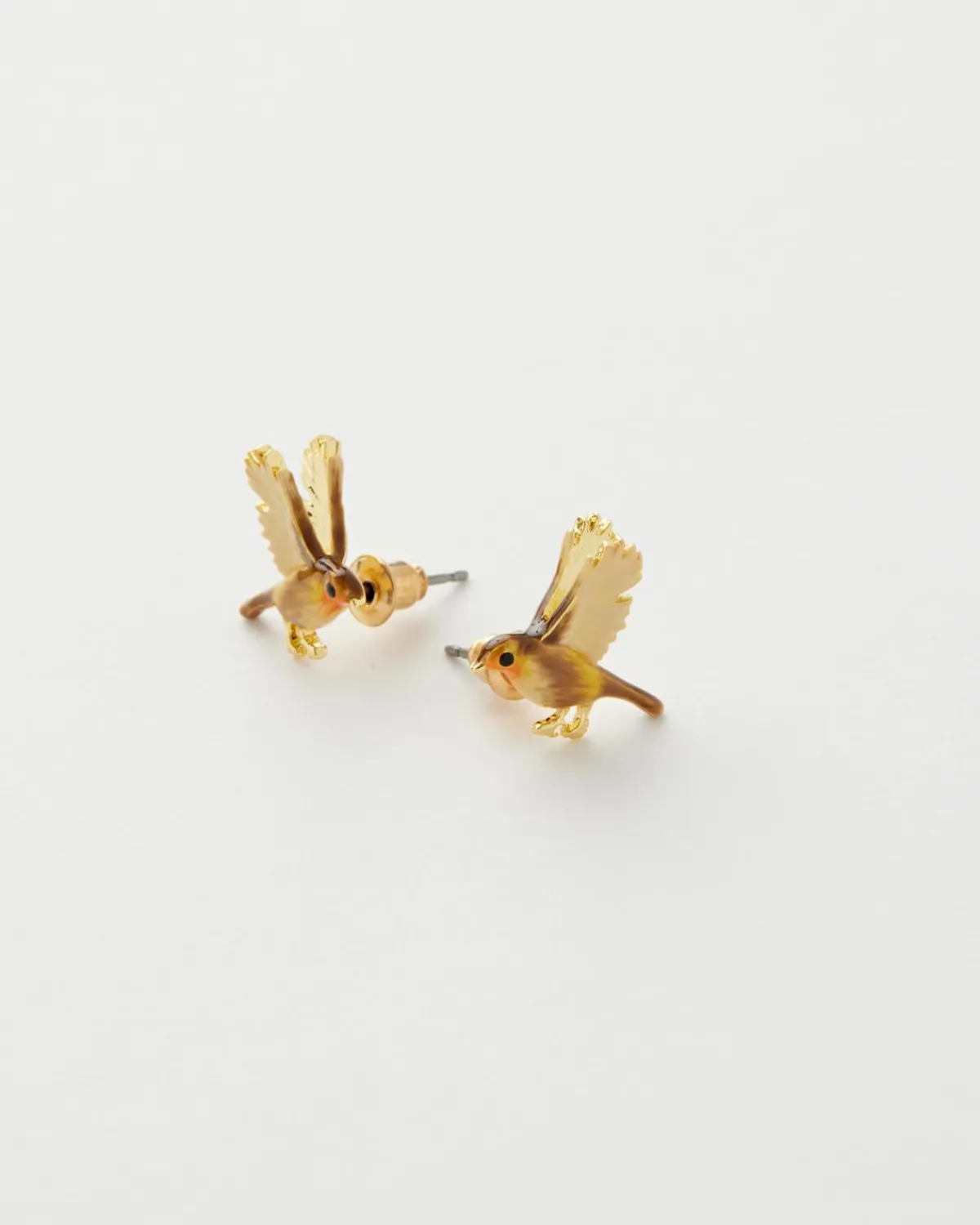 Earrings-Fable England Enamel Flying Robin Earrings