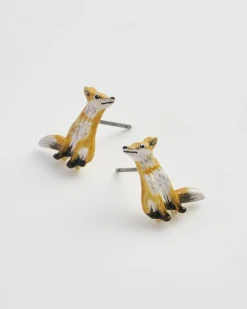 Earrings-Fable England Enamel Fox Earrings