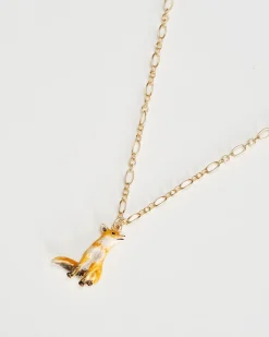Necklaces-Fable England Enamel Fox Short Necklace